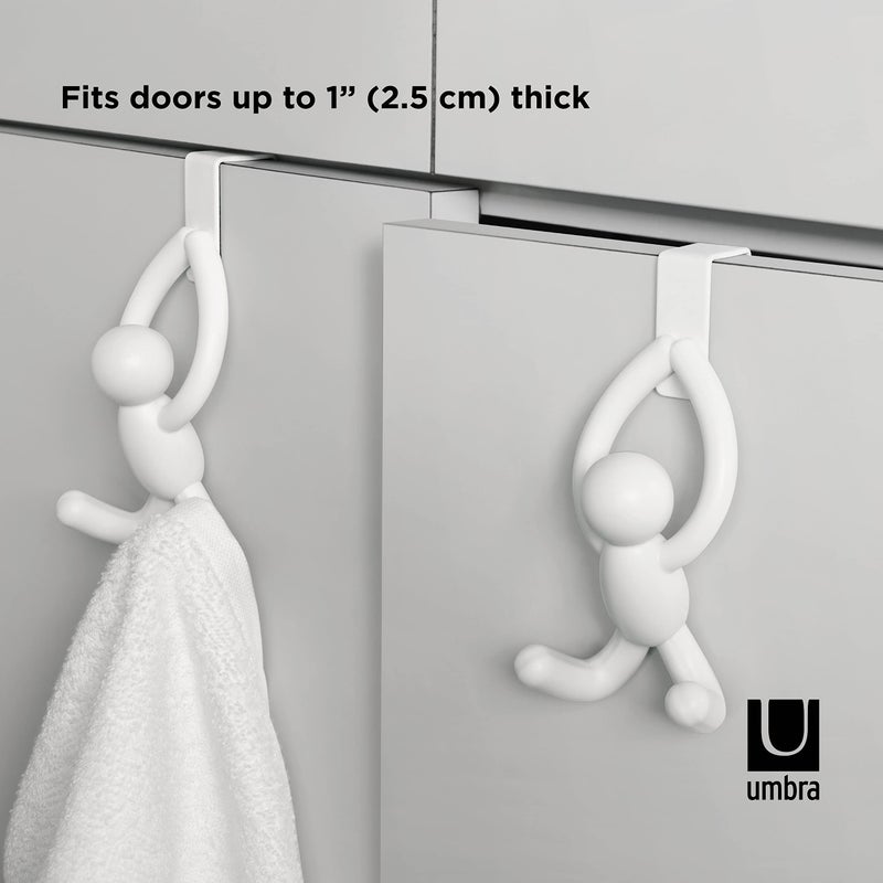 Umbra Buddy Space-Saving Over The Cabinet Storage Hooks, Kitchen and Bathroom Organizer, Set of 2, White, 2 Count - Image 2